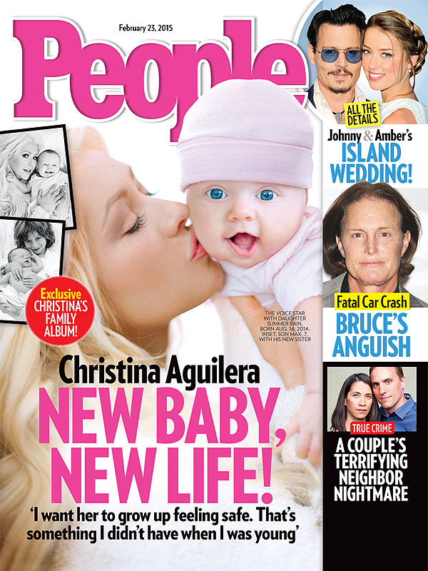 Capa da edição de fevereiro de 2015 da revista People com Christina Aguilera e Summer Rain