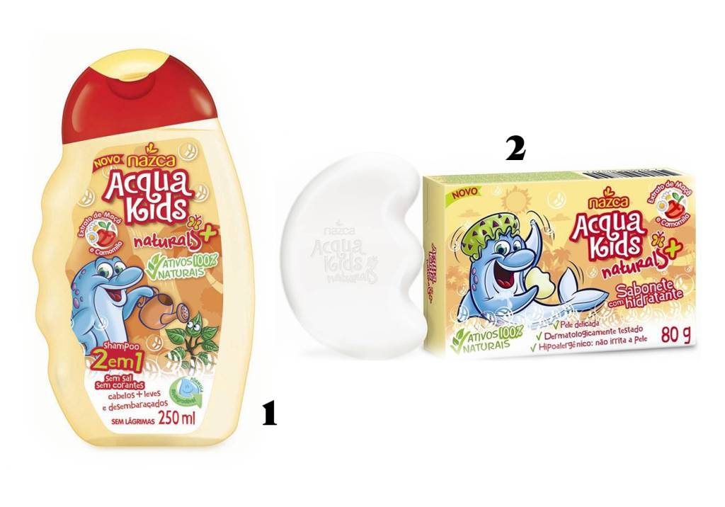 Shampoo e sabonete Acqua Kids com camomila