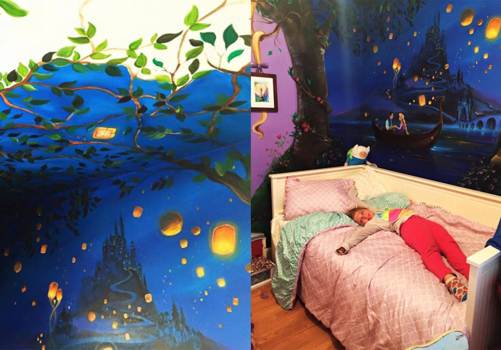 Mãe faz pintura no quarto da filha inspirada no filme “Enrolados”