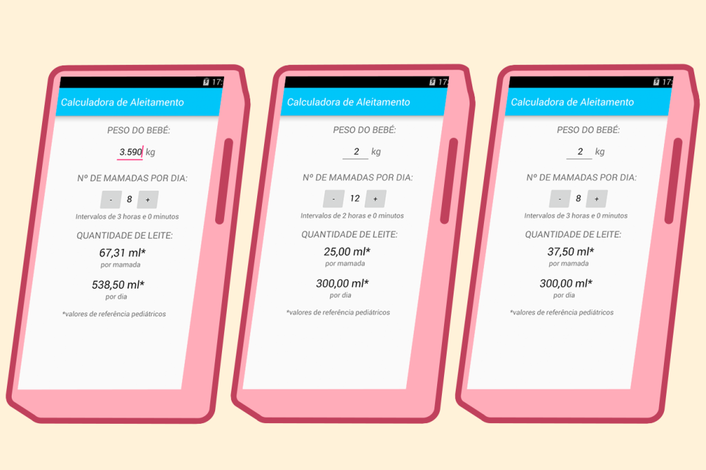 app Calculadora de aleitamento