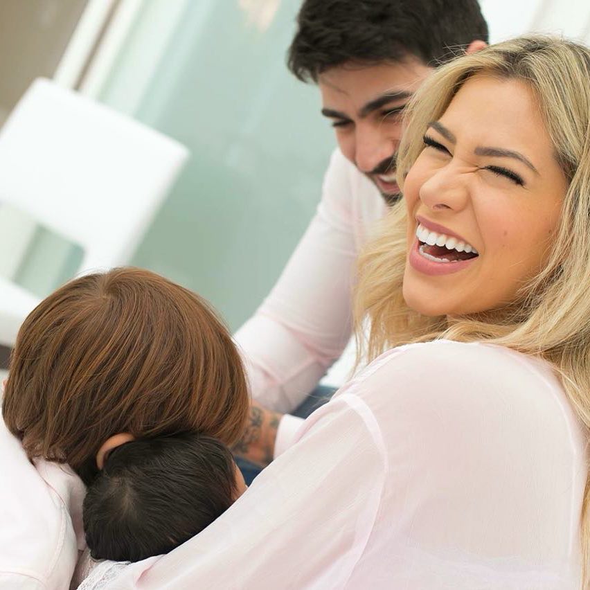 Adriana Sant’Anna e Rodrigão com os filhos Linda e Rodrigo