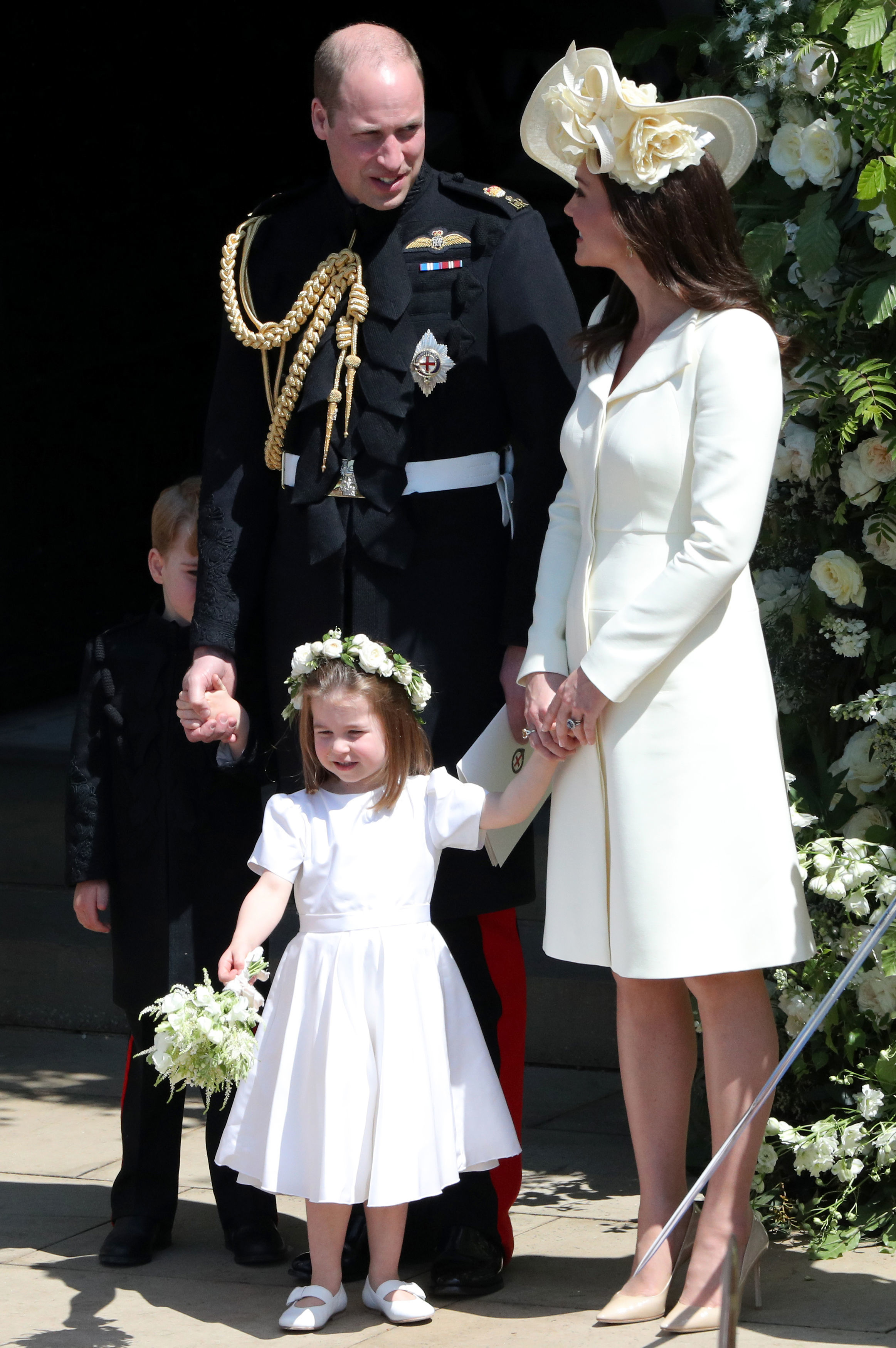 William Kate George e Charlotte - casamento real - Harry e Meghan