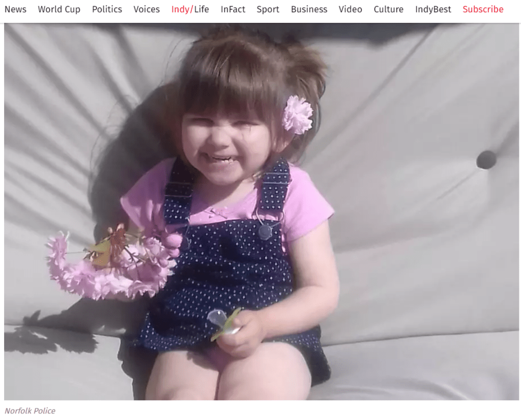 Ava-May Littleboy, vítima de brinquedo inflável