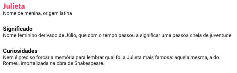 Nome Julieta