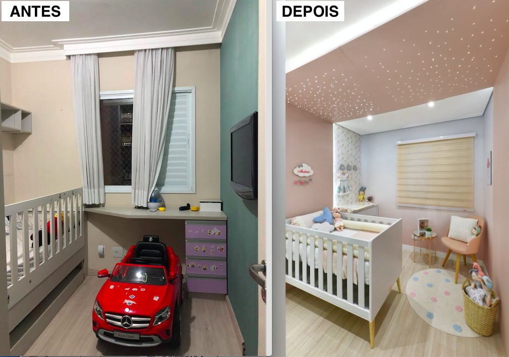 Antes e depois: como a iluminação certa fez este quarto parecer maior