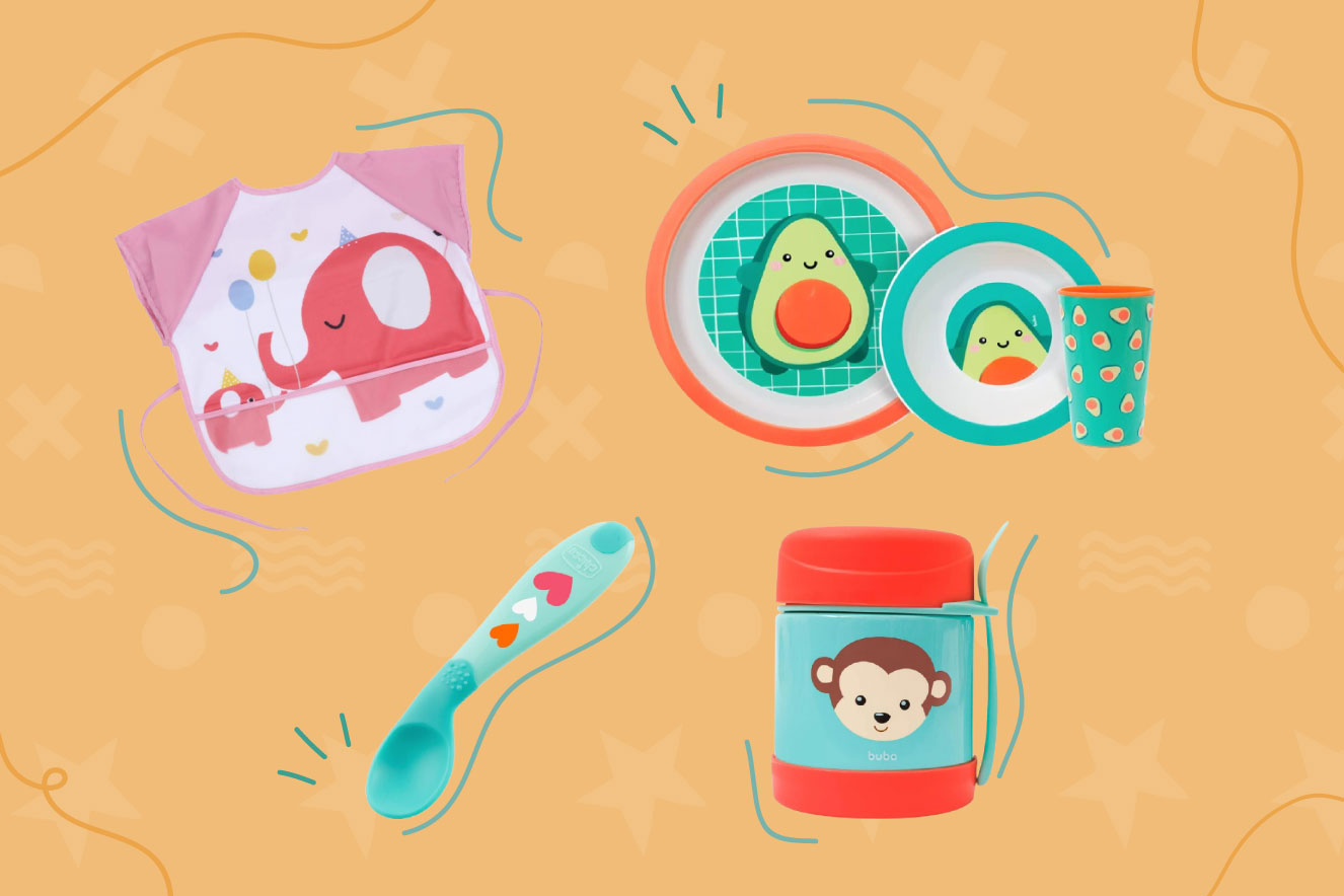 Destaque onde se vê produtos para alimentação do bebê