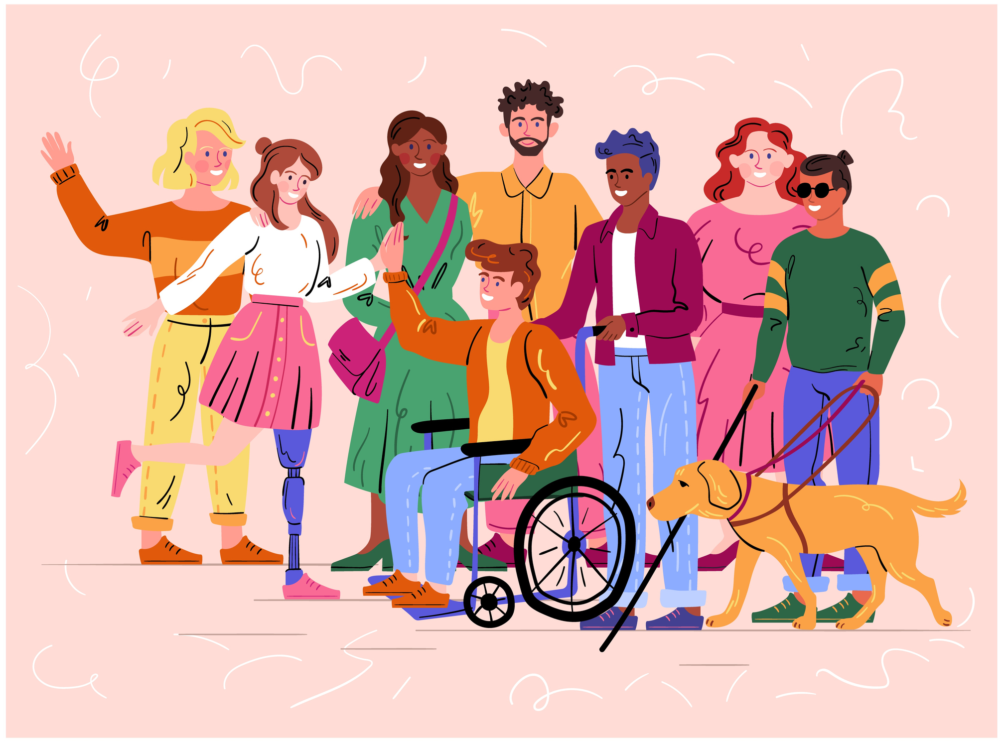 Ilustração representando pessoas com deficiência