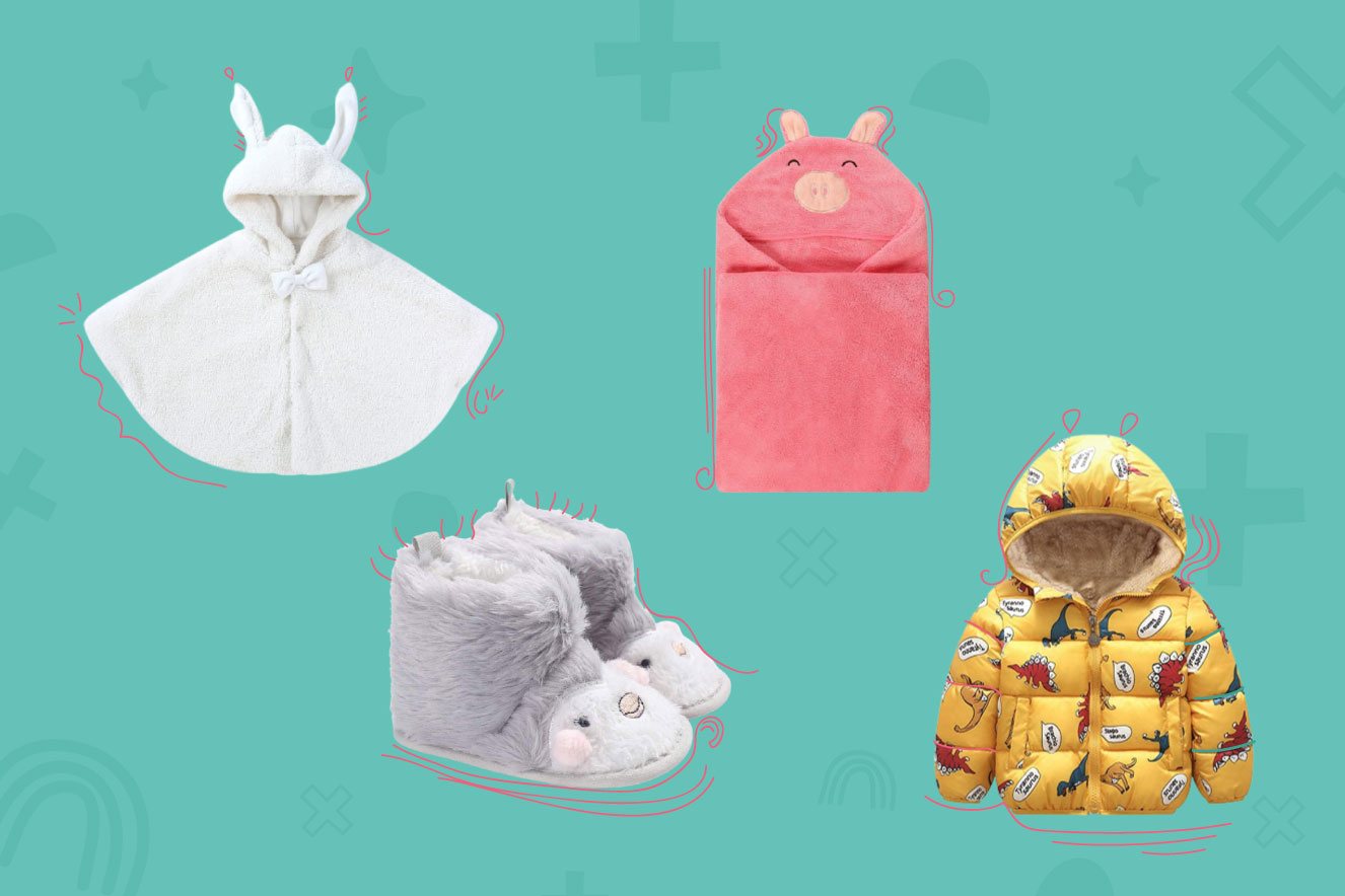 Colagem com produtos de inverno para bebês