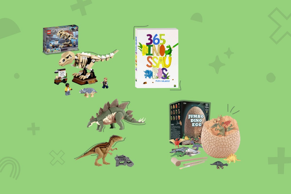 Megapad Infantil de Dinossauro com Atividades e Figurinhas +5 Anos