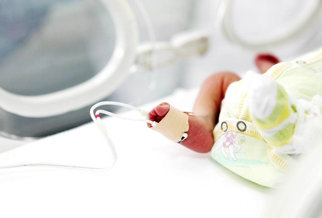 bebê recém-nascido prematuro na incubadora