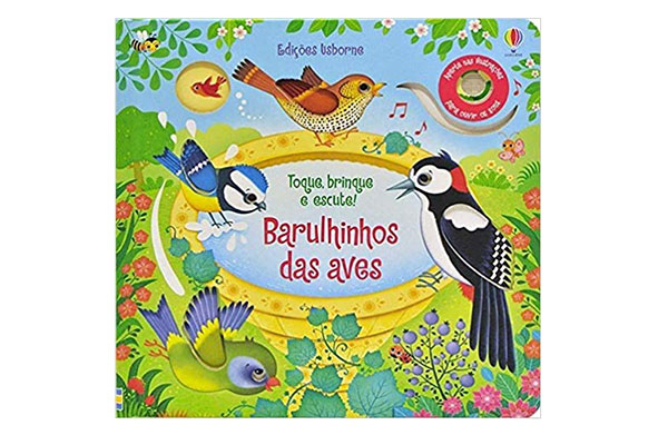 capa de livro colorida, com vários pássaros em tordo de uma piscina com água que está em um gramado