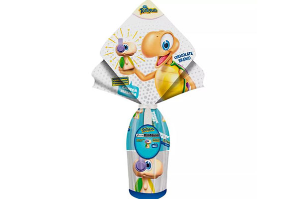 ovo de Páscoa infantil com embalagem colorida e desenhos da personagem Tortuguita