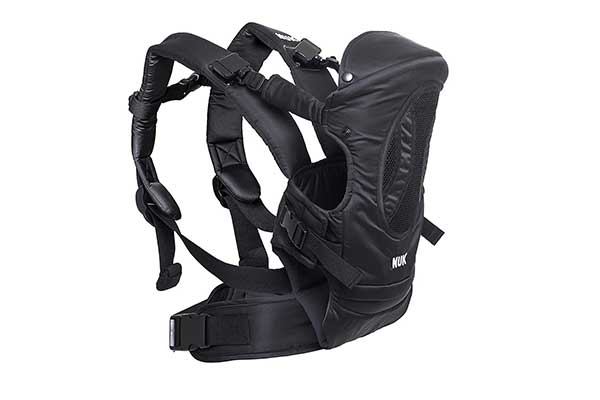 Baby-Carrier-Supreme-Comfort-4-em-1-NUK estrutura de tecido semelhante a uma mochila para colocar o bebê e encaixar nos ombros