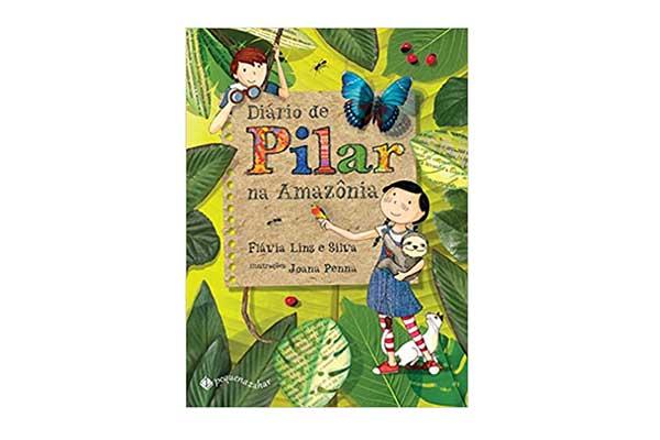 capa de livro com a ilustração de um garoto e uma garota em meio a folhagens e animais