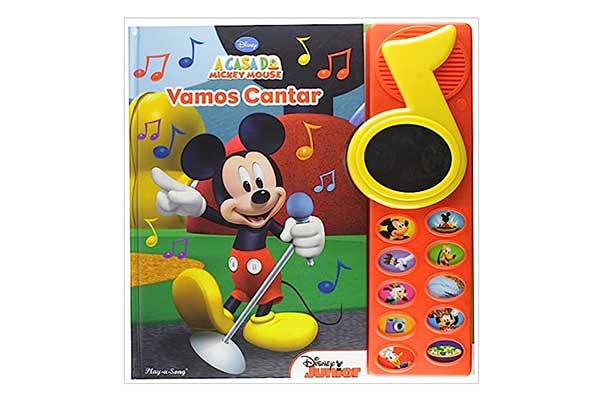 capa do livro Vamos Cantar, do Mickey, com teclas musicais