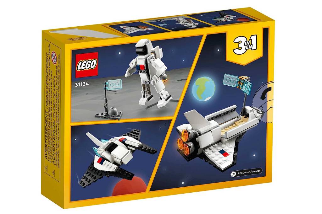 Caixa de Lego astronauta e nave espacial