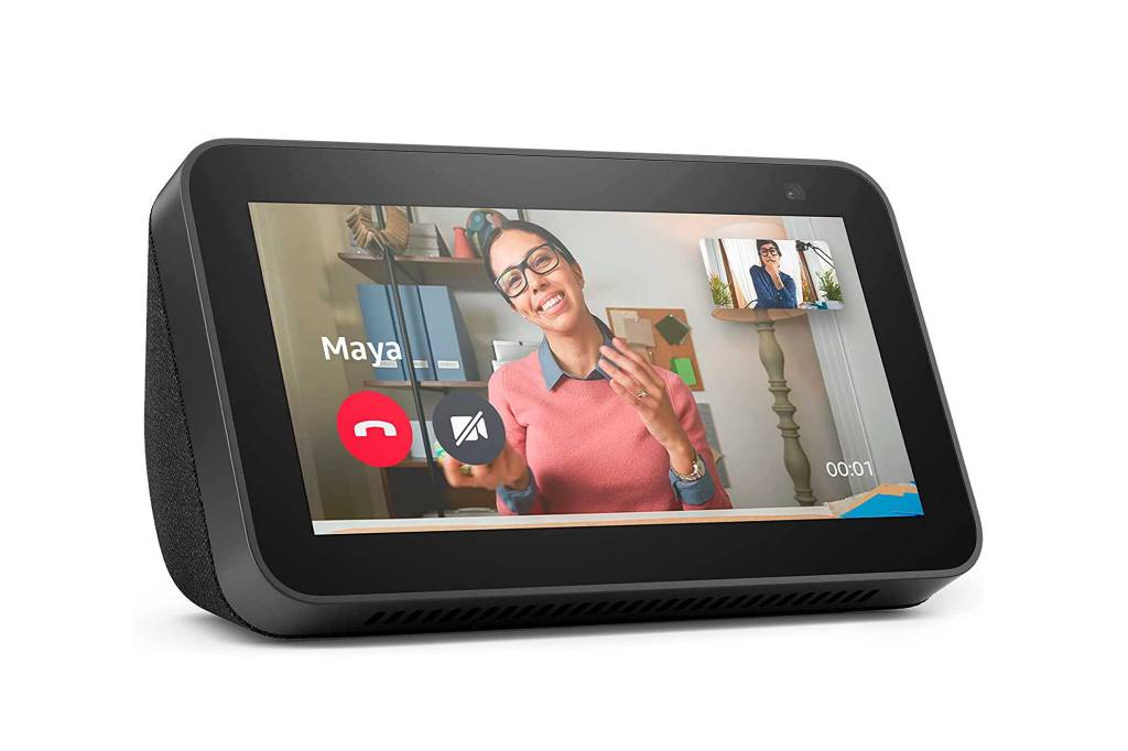 Echo Show da Amazon, retangular, com tela.