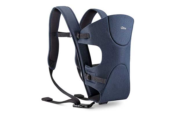 Canguru-para-Bebê-3-posições,-Lillo canguru para carregar bebê posicionado levemente de lado, com as alças fechadas