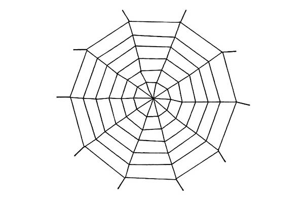 teia de aranha de brincadeira, feita com várias linhas entrelaçadas
