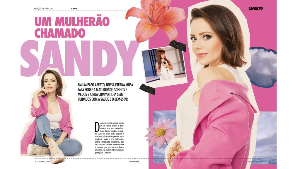 entrevista de Sandy, com fotos da cantora, na revista Capricho